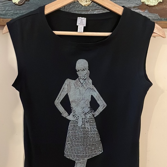 2/$30 Tristan Sleeveless Black Fashion Lady Print Top Size XS - Picture 7 of 15